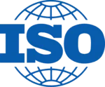 Logo ISO: représentation du label ou organisme international, caractère bleu avec globe. Logo ISO: représentation du label ou organisme international, caractère bleu avec globe.